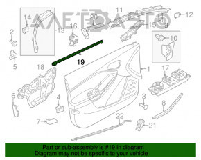 Moldură ușă-sticlă față dreapta centrală Ford Focus mk3 11-18