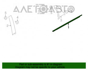 Moldură ușă-sticlă spate centrală dreapta Ford Focus mk3 11-18, mată.