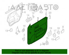 Capacul ușii dreapta față Ford Flex 13-19 restilizat, negru cu inserție bej din cauciuc, cotier din cauciuc, inserție lucioasă din lemn, butoane, zgârietură.