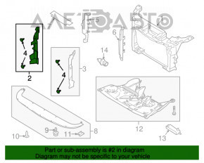 Grila radiatorului dreapta Ford Flex 13-19 este ruptă.