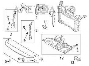 Grila radiatorului dreapta Ford Flex 13-19 este ruptă.