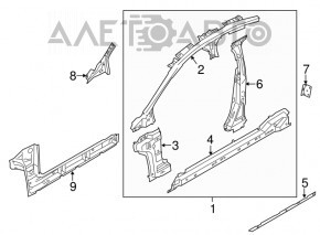 Bara metalica cu stâlpul frontal dreapta pentru caroseria Ford Fusion mk5 13-20