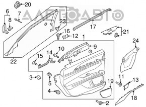 Capacul usii spate dreapta Lincoln MKZ 13-16, piele neagra, cotiera din piele, insertie din lemn lucios