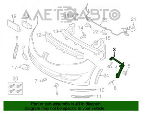 Suportul pentru bara de protecție față dreapta Lincoln MKZ 13-16 nou OEM original