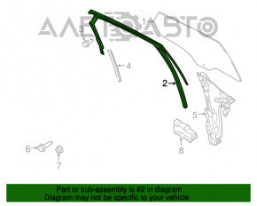 Garnitură ușă spate dreapta superioară Ford Fusion mk5 13-20 crom cu garnitură de sticlă