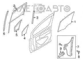 Garnitură de etanșare a geamului față dreapta Ford Transit Connect MK2 13-