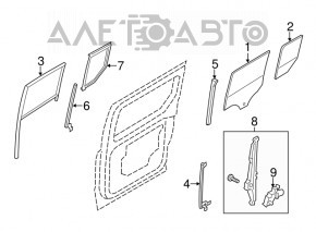 Garnitură de etanșare a geamului din spate dreapta Ford Transit Connect MK2 13-