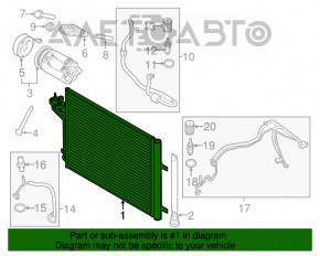 Radiatorul condensatorului de aer condiționat Ford Transit Connect MK2 13- 2.5