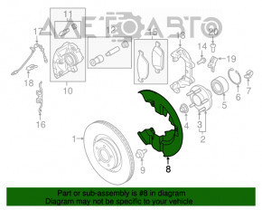 Capacul discului de frână din față dreapta Lincoln MKC 15-