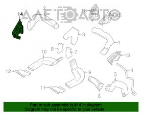 Conducta de aer pentru torpila stânga Ford Focus mk3 15-18, crăpată, zgâriată, uzată, prinderea ruptă.