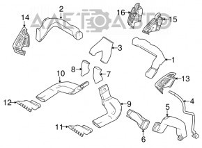 Conducta de aer pentru torpila stânga Ford Focus mk3 15-18, crăpată, zgâriată, uzată, prinderea ruptă.