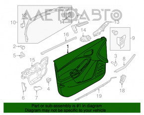 Capacul ușii, cartela din față dreapta Ford Focus mk3 11-18, material textil, negru.