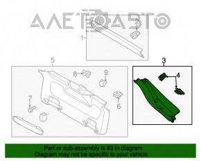 Capacul portbagajului dreapta Ford Focus mk3 15-18 restilizat 5 uși gri, zgârietură