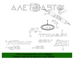 Emblema capacului portbagajului Ford Focus mk3 11-18 4d este ruptă.