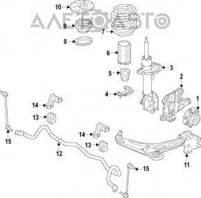 Стойка амортизатора в сборе передняя левая Ford Edge 15- 3.5 FWD