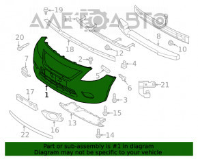 Бампер передний голый Nissan Versa 15-19 usa рест без молдинга