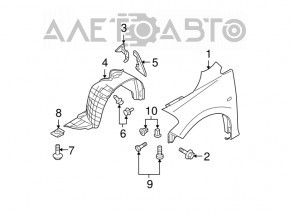 Aripa dreapta fata Nissan Versa 1.8 10-12 argintiu