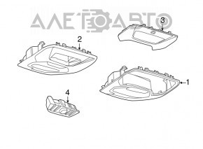 Плафон освещения передний Ford Escape MK3 17-19 рест, без люка, серый