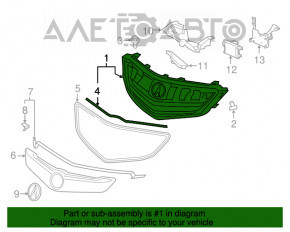 Решетка радиатора grill Acura TLX 15-17 дорест без молдинга