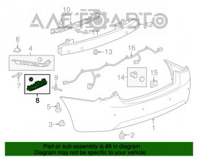 Suportul din spate al bara de protecție stânga sub stopul Chevrolet Cruze 11-15 nou neoriginal.