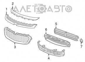 Решетка радиатора grill центральная Chevrolet Malibu 14-15 рест