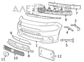 Suportul grilei inferioare din față, partea dreaptă, pentru Dodge Charger 15-20, nou, neoriginal.