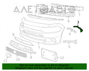 Suportul de prindere a bara de protecție față pe aripa stângă pentru Dodge Charger 15-20, nou, neoriginal, intern.