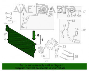 Radiatorul condensatorului de aer condiționat Lincoln MKC 15- nou, neoriginal.