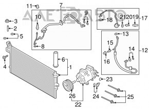 Radiatorul condensatorului de aer condiționat Lincoln MKC 15- nou, neoriginal.