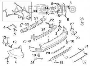 Lampa spate stânga a bara de protecție Ford Ecosport 18-22 Complet roșie, nouă, neoriginală.