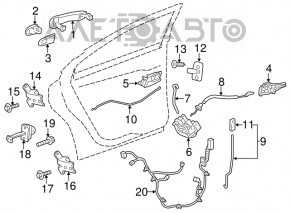 Mecanism mâner ușă stânga spate Buick Encore 13-16 nou original OEM