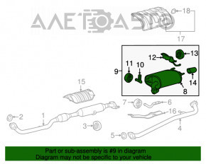 Silentioasa spate a baie Toyota Camry v50 12-14 SUA XLE, SE cu capat de evacuare, lovituri.