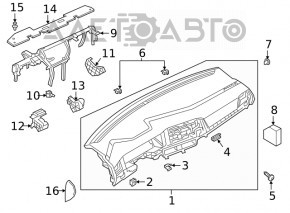 Capacul panoului frontal lateral dreapta VW Jetta 19- negru