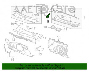 Уплотнитель решетки дворников левый Chevrolet Equinox 10-17