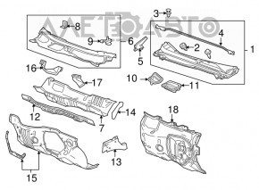 Уплотнитель решетки дворников левый Chevrolet Equinox 10-17