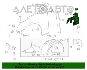 Protecția motorului, arc lateral stânga, Cadillac ATS 13-14 rwd, uzată, rupturi.