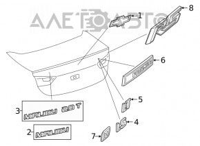 Emblema cu inscripția LS de pe capacul portbagajului Chevrolet Malibu 16-