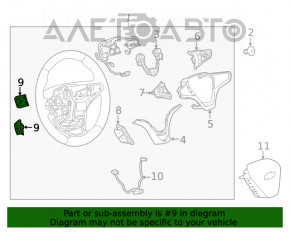 Butonul de control de sub volanul stâng al Chevrolet Bolt 17-21