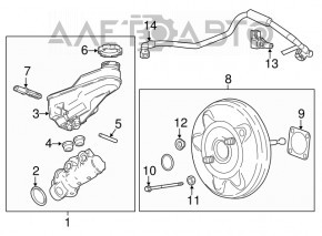 Senzorul de presiune a aerului de pe amplificatorul de frână al Chevrolet Malibu 16-