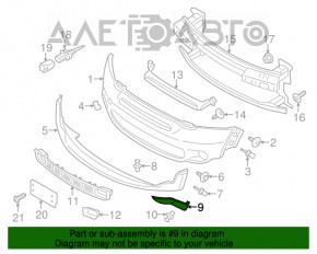 Bara de noroi din față, dreapta jos, pentru Mini Cooper Countryman R60 10-16, nou, original OEM