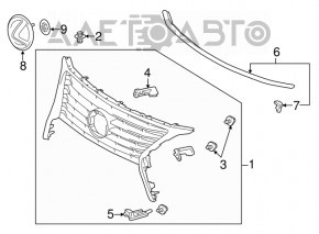 Решетка радиатора grill Lexus RX350 RX450H 13-15 рест, сборка Canada