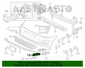 Grila bara dreapta VW Golf 15-17 cu crom, sub faruri de ceață