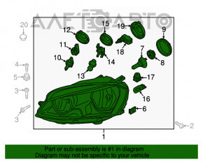 Фара передняя левая VW Golf 15-17 голая