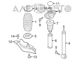 Arc spate dreapta Audi Q3 8U 15-18, rigiditate 2 gri, 2 verzi