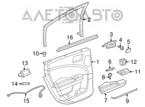 Capacul ușii, cartela din spate stânga Dodge Charger 15-20, negru, material textil.