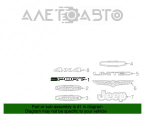 Emblema SPORT pentru portierele portbagajului Jeep Cherokee KL 14-