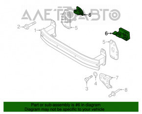 Colțul amplificatorului de bara de protecție din față dreapta pentru Jeep Renegade 15-18 pre-restilizare, tip 2, crăpături.