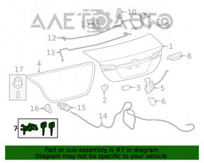 Larva broaștei capacului portbagajului Toyota Camry v50 12-14 SUA