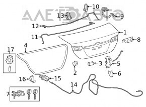 Larva broaștei capacului portbagajului Toyota Camry v50 12-14 SUA