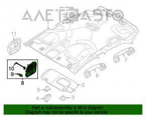 Plafonul de iluminare frontal pentru Fiat 500X 16- fără panoramic, gri